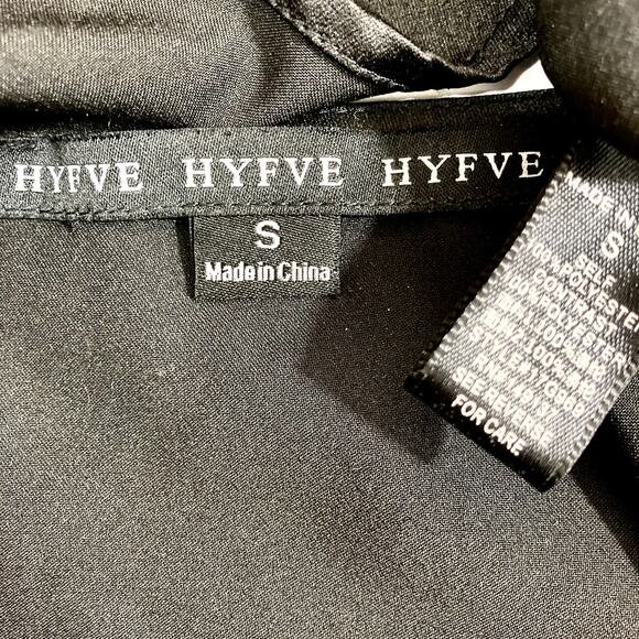 Hyfve fringed racerback tank top, dressy black matte satin women's size small - Picture 5 of 5